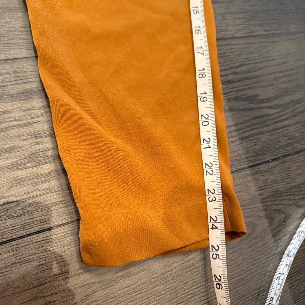 ZARA High Waisted Paper Bag Straight Leg Trouser Pants Mustard Yellow 31891 - Picture 8 of 15
